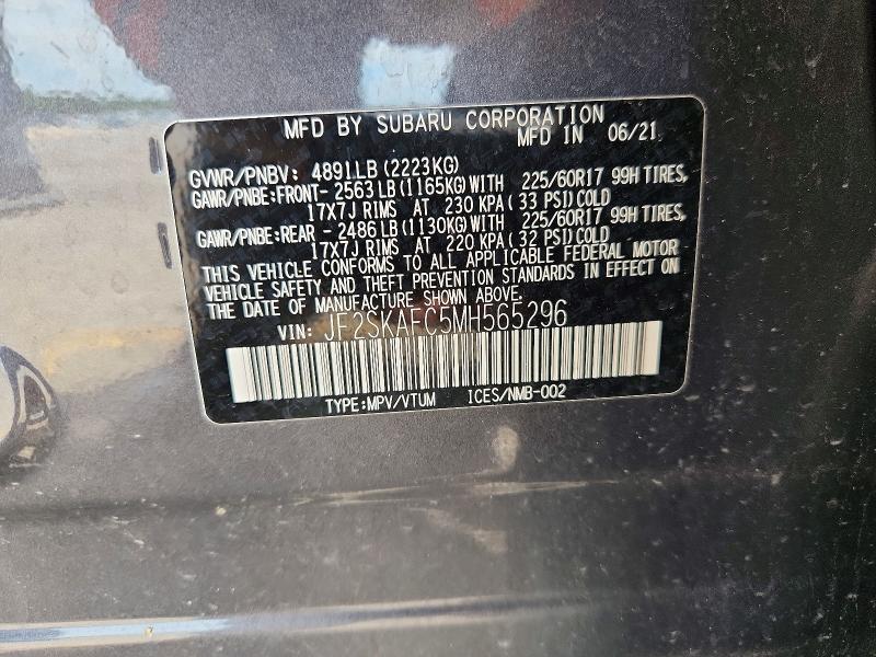 Продажа на аукционе авто 2021 Subaru Forester, vin: JF2SKAFC5MH565296, номер лота: 52038776
