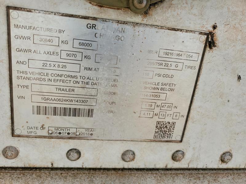 Aukcja sprzedaży 2019 Gdan Other, vin: 1GRAA0624KW143307, numer aukcji: 53350396