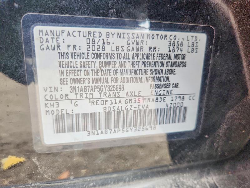 Aukcja sprzedaży 2016 Nissan Sentra, vin: 3N1AB7AP5GY325698, numer aukcji: 52239066