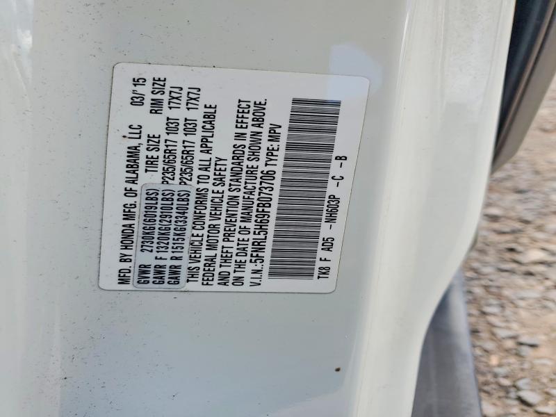 Продаж на аукціоні авто 2015 Honda Odyssey, vin: 5FNRL5H69FB073706, номер лоту: 54501236