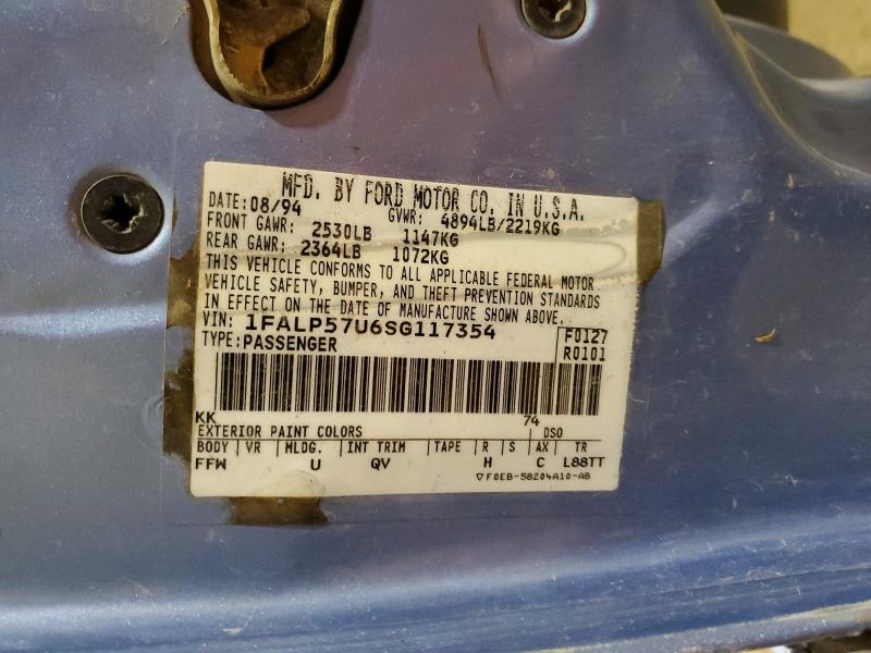 1995 Ford Taurus მანქანა იყიდება აუქციონზე, vin: 1FALP57U6SG117354, აუქციონის ნომერი: 53578506