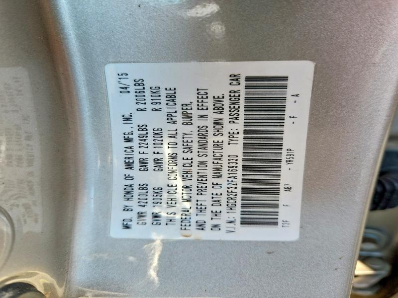 2015 Honda Accord მანქანა იყიდება აუქციონზე, vin: 1HGCR2F32FA169330, აუქციონის ნომერი: 55236686