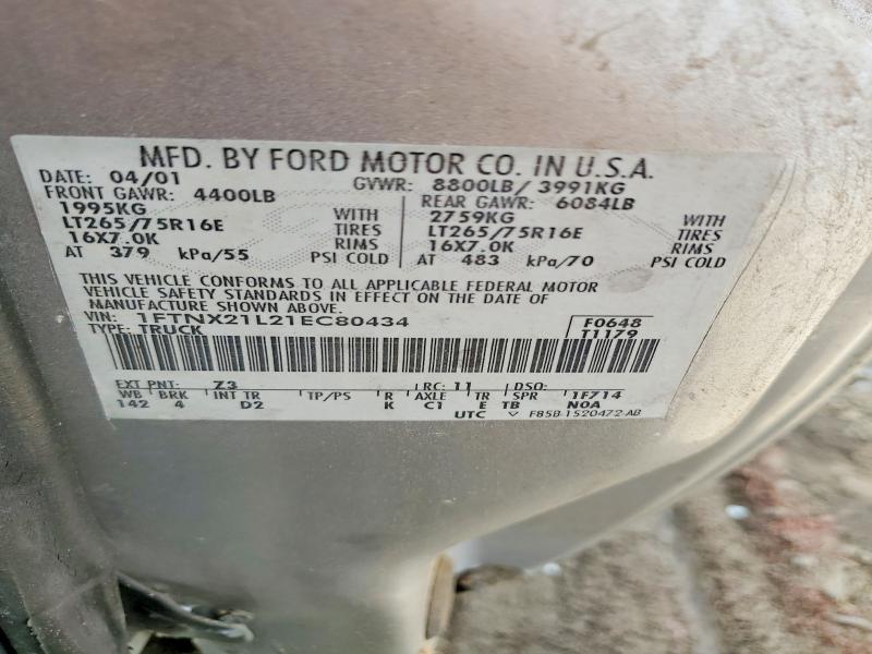 Продаж на аукціоні авто 2001 Ford F250, vin: 1FTNX21L21EC80434, номер лоту: 53609356