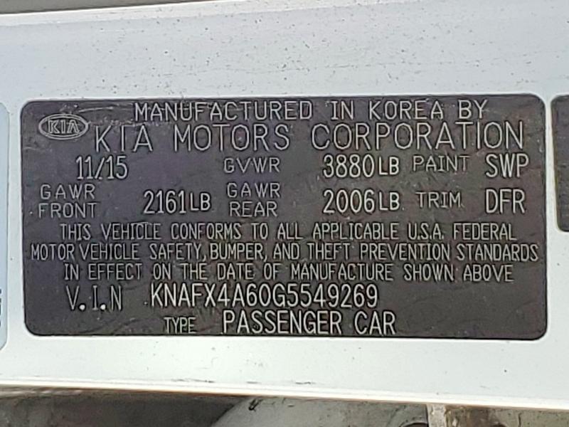 Aukcja sprzedaży 2016 Kia Forte, vin: KNAFX4A60G5549269, numer aukcji: 53742126