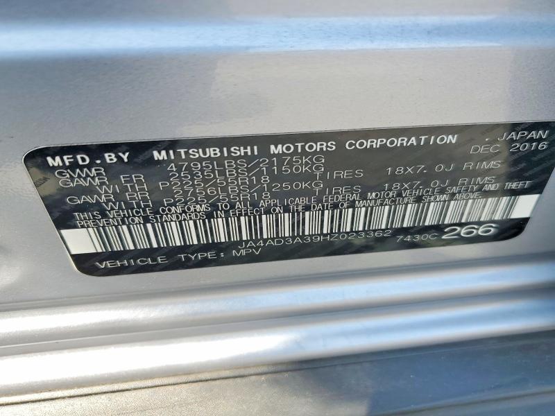 Продаж на аукціоні авто 2017 Mitsubishi Outlander, vin: JA4AD3A39HZ023362, номер лоту: 53016026