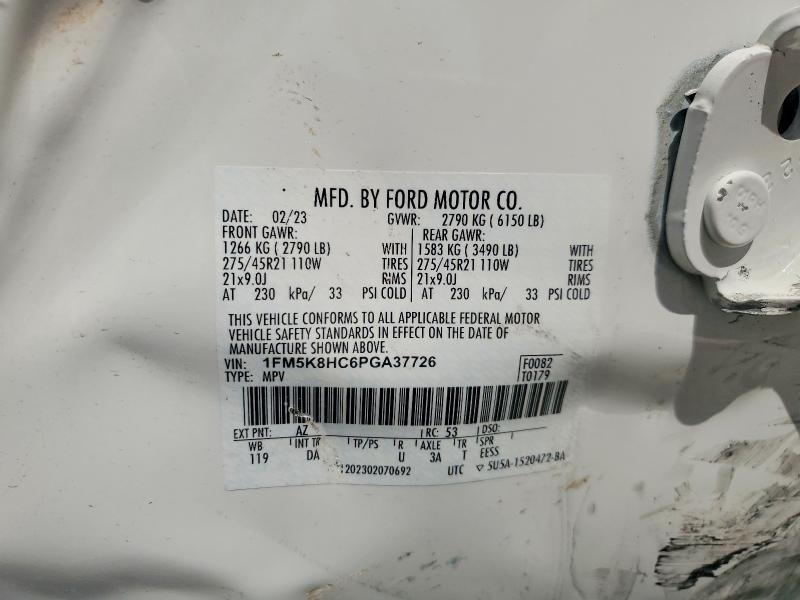54071326 :رقم المزاد ، 1FM5K8HC6PGA37726 vin ، 2023 Ford Explorer مزاد بيع