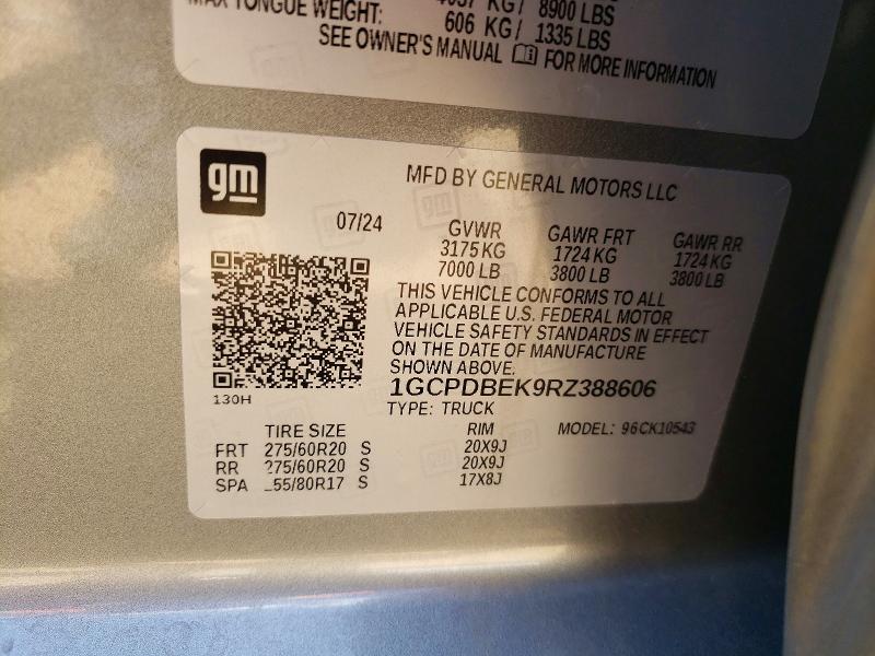 53427656 :رقم المزاد ، 1GCPDBEK9RZ388606 vin ، 2024 Chevrolet Silverado مزاد بيع