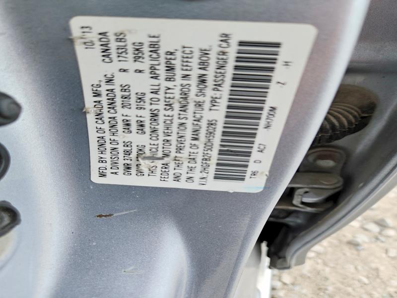 Продаж на аукціоні авто 2013 Honda Civic, vin: 2HGFB2F50DH590285, номер лоту: 54864816