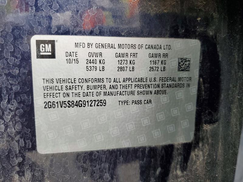 54165366 :رقم المزاد ، 2G61V5S84G9127259 vin ، 2016 Cadillac Xts مزاد بيع