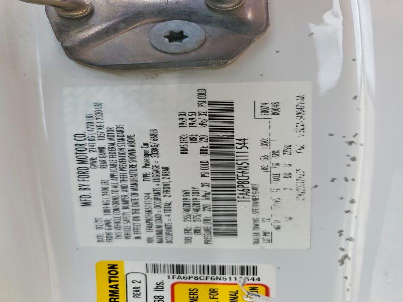 Продажа на аукционе авто 2022 Ford Mustang, vin: 1FA6P8CF6N5111544, номер лота: 52423026