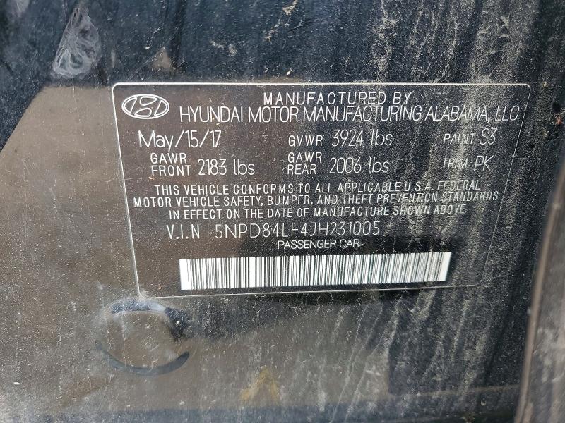 53164206 :رقم المزاد ، 5NPD84LF4JH231005 vin ، 2018 Hyundai Elantra مزاد بيع