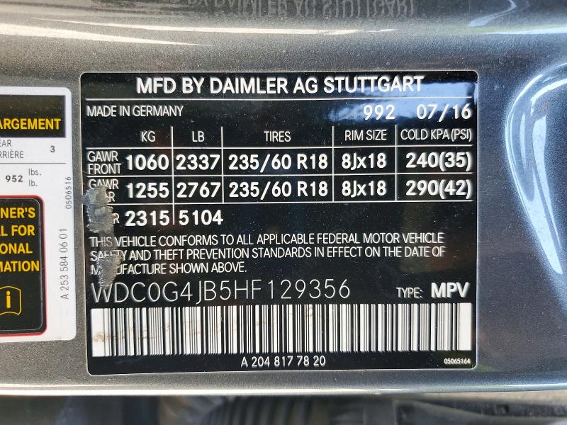 Продажа на аукционе авто 2017 Mercedes-benz Glc, vin: WDC0G4JB5HF129356, номер лота: 53386996