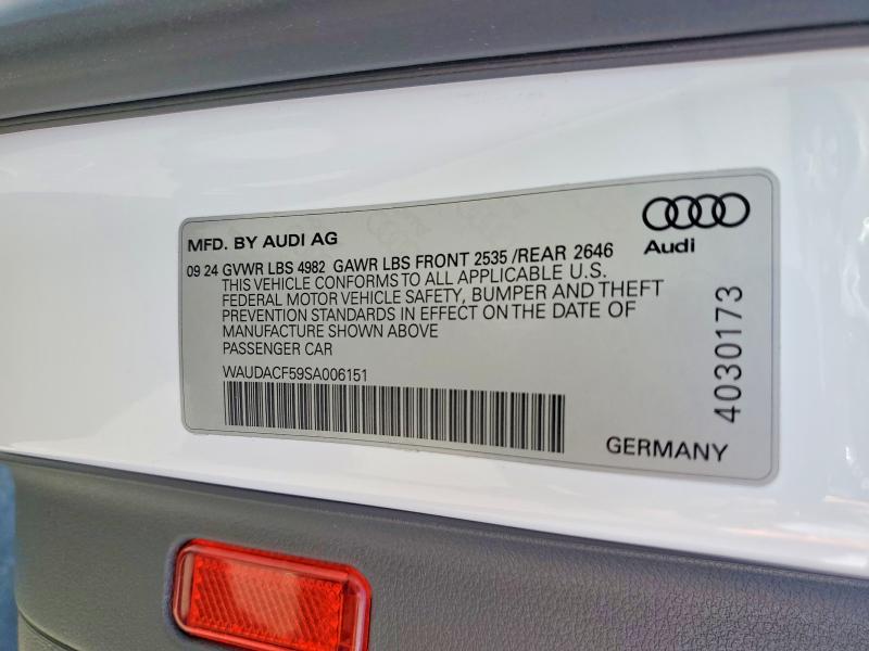 Aukcja sprzedaży 2025 Audi A5, vin: WAUDACF59SA006151, numer aukcji: 52656036