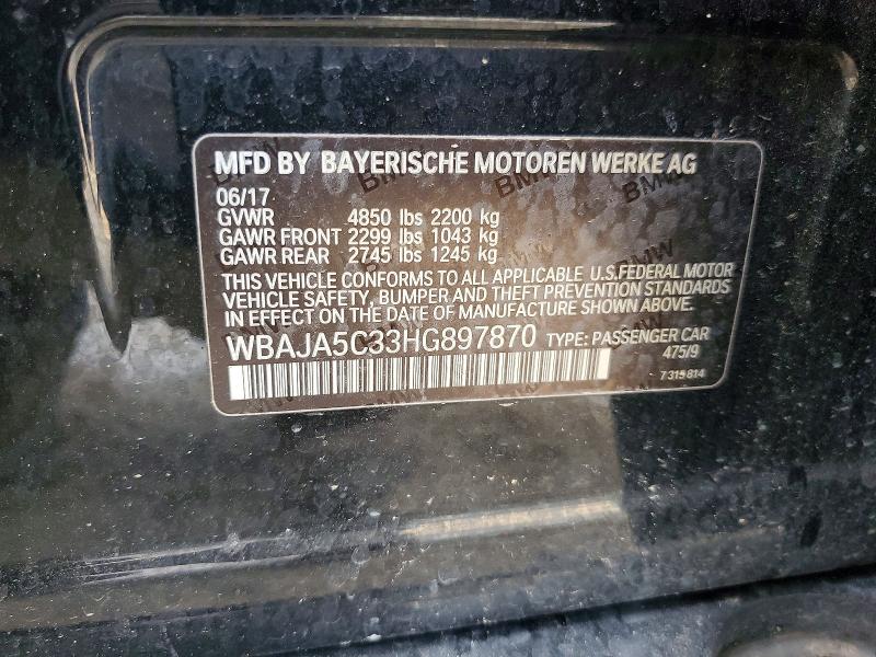 55287576 :رقم المزاد ، WBAJA5C33HG897870 vin ، 2017 Bmw 530 مزاد بيع