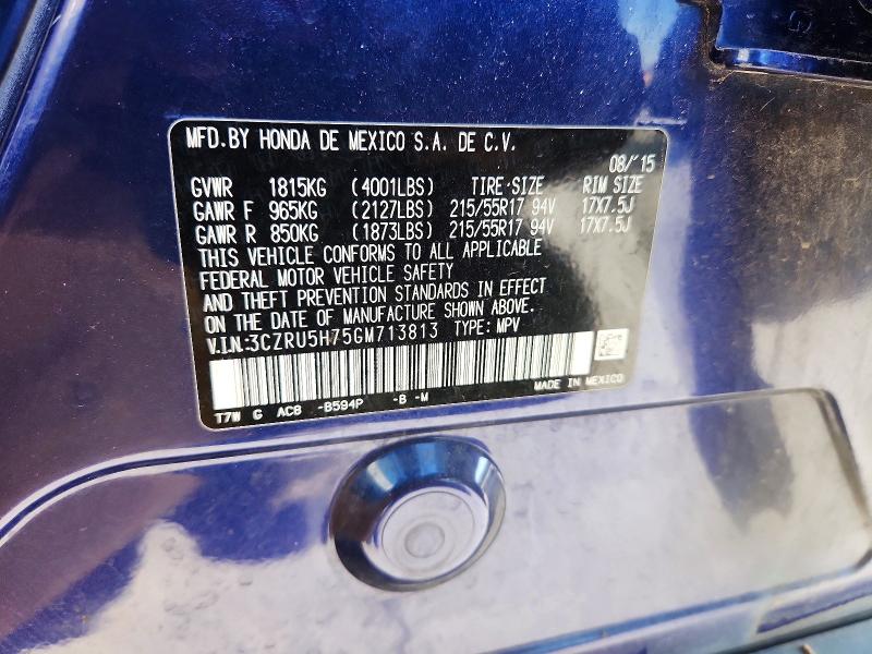 Продаж на аукціоні авто 2016 Honda Hr-v, vin: 3CZRU5H75GM713813, номер лоту: 53187256