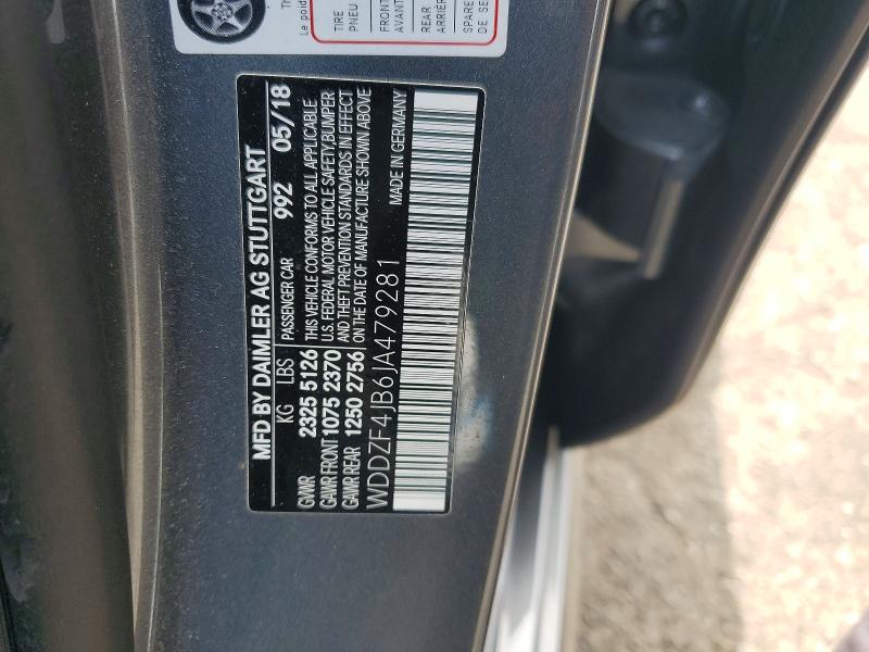 2018 Mercedes-benz E მანქანა იყიდება აუქციონზე, vin: WDDZF4JB6JA479281, აუქციონის ნომერი: 53939286
