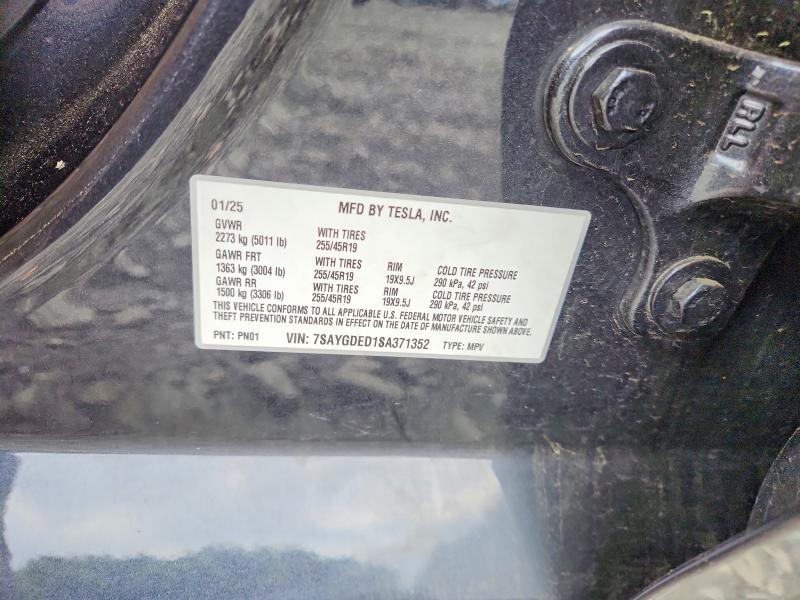 Aukcja sprzedaży 2025 Tesla Model Y, vin: 7SAYGDED1SA371352, numer aukcji: 54115186