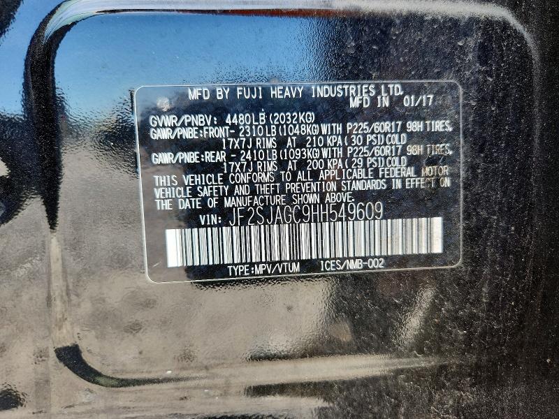 Aukcja sprzedaży 2017 Subaru Forester, vin: JF2SJAGC9HH549609, numer aukcji: 53823386