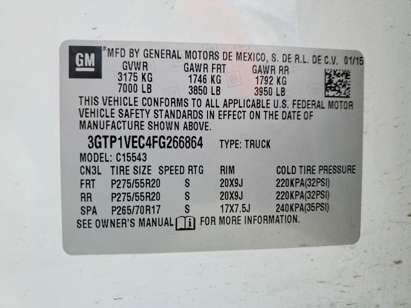 Продажа на аукционе авто 2015 Gmc Sierra, vin: 3GTP1VEC4FG266864, номер лота: 52472416