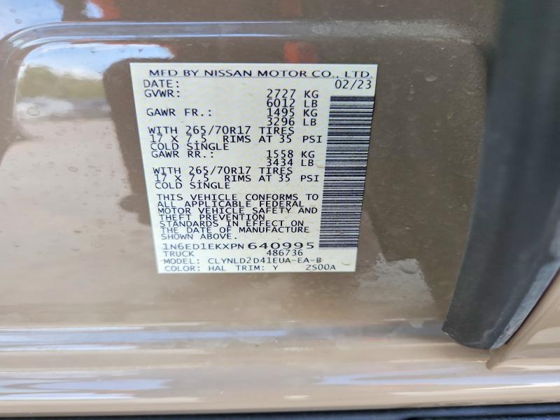 54708596 :رقم المزاد ، 1N6ED1EKXPN640995 vin ، 2023 Nissan Frontier مزاد بيع