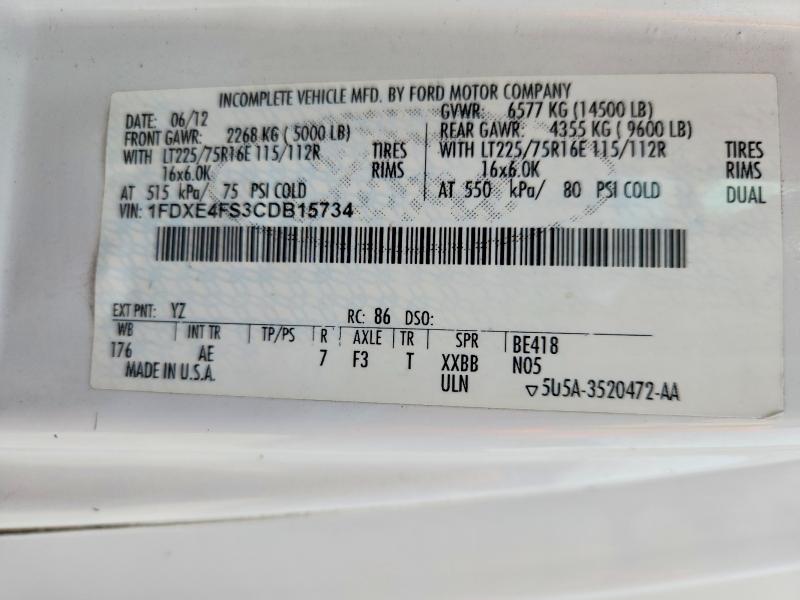 Aukcja sprzedaży 2012 Ford E450, vin: 1FDXE4FS3CDB15734, numer aukcji: 51954006