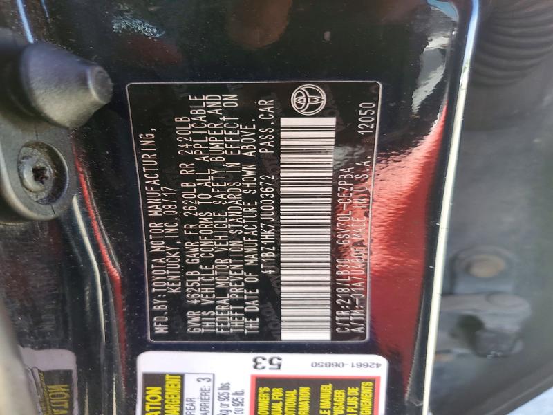 2018 Toyota Camry მანქანა იყიდება აუქციონზე, vin: 4T1BZ1HK7JU003672, აუქციონის ნომერი: 53872826
