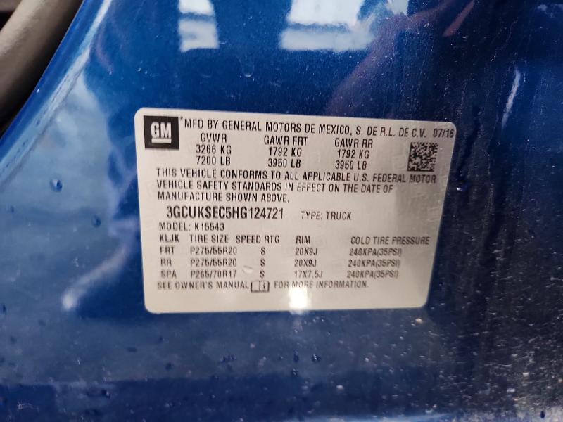2017 Chevrolet Silverado მანქანა იყიდება აუქციონზე, vin: 3GCUKSEC5HG124721, აუქციონის ნომერი: 54405266