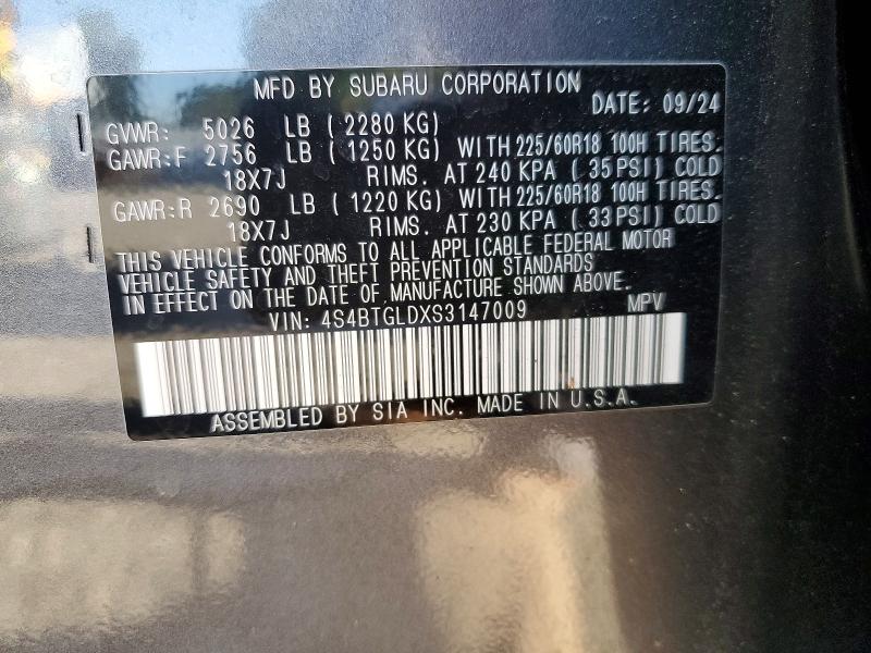 51968046 :رقم المزاد ، 4S4BTGLDXS3147009 vin ، 2025 Subaru Outback مزاد بيع