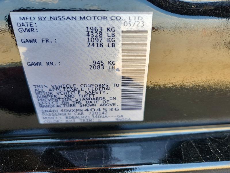 Продаж на аукціоні авто 2023 Nissan Altima, vin: 1N4BL4DVXPN404536, номер лоту: 54655376