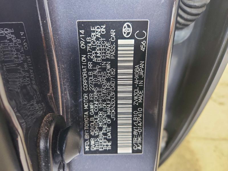 Auction sale of the 2015 Toyota Prius, vin: JTDKN3DU3F0407182, lot number: 54818246