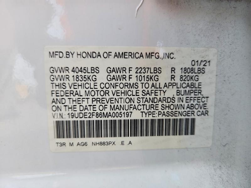 Aukcja sprzedaży 2021 Acura Ilx, vin: 19UDE2F86MA005197, numer aukcji: 52812666