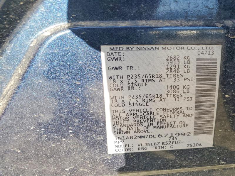 Aukcja sprzedaży 2013 Nissan Pathfinder, vin: 5N1AR2MM7DC671992, numer aukcji: 52464966