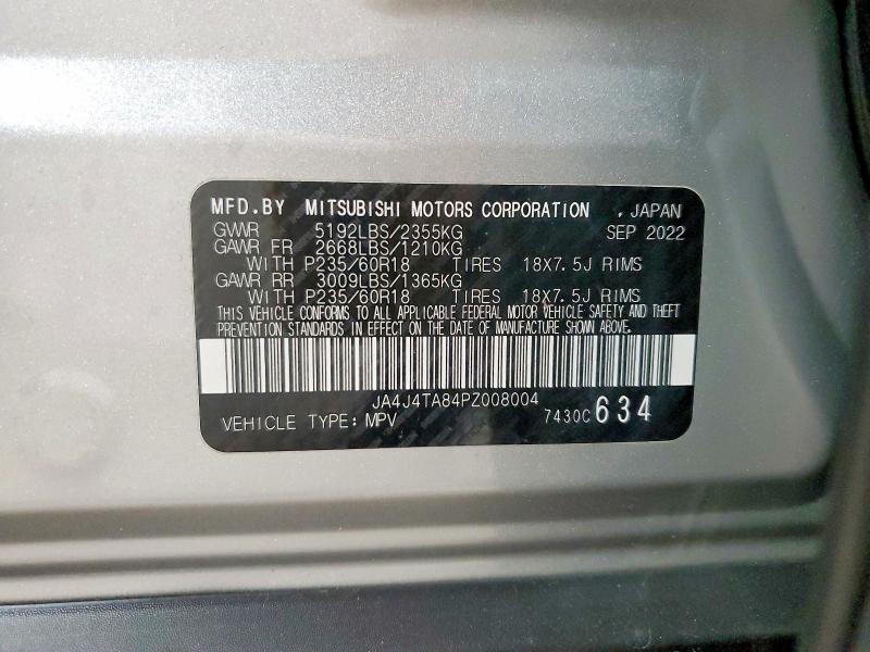 2023 Mitsubishi Outlander მანქანა იყიდება აუქციონზე, vin: JA4J4TA84PZ008004, აუქციონის ნომერი: 54918346