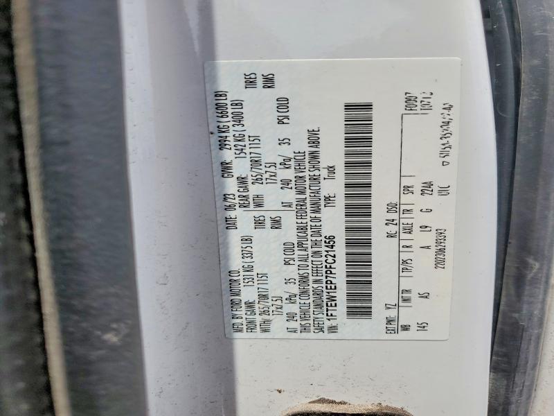 2023 Ford F150 მანქანა იყიდება აუქციონზე, vin: 1FTEW1EP7PFC21456, აუქციონის ნომერი: 53101716