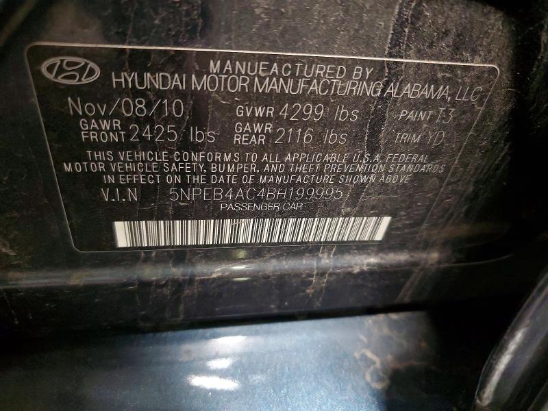 Aukcja sprzedaży 2011 Hyundai Sonata, vin: 5NPEB4AC4BH199995, numer aukcji: 54164416
