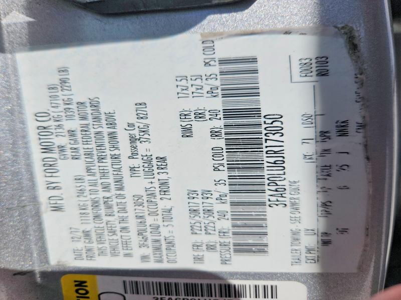 Aukcja sprzedaży 2018 Ford Fusion, vin: 3FA6P0LU6JR173050, numer aukcji: 52097526