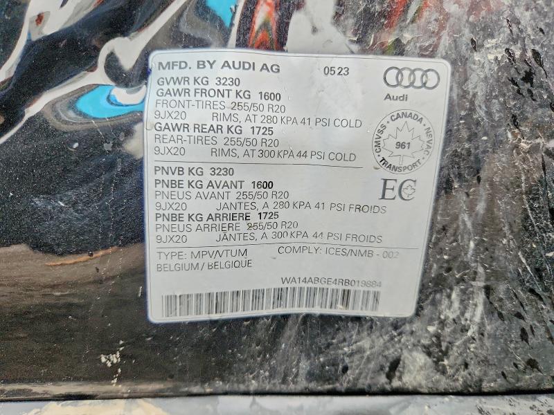 2024 Audi Q8 E-tron მანქანა იყიდება აუქციონზე, vin: WA14ABGE4RB019884, აუქციონის ნომერი: 53552026