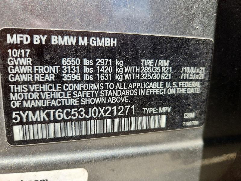 Aukcja sprzedaży 2018 Bmw X5, vin: 5YMKT6C53J0X21271, numer aukcji: 52948136
