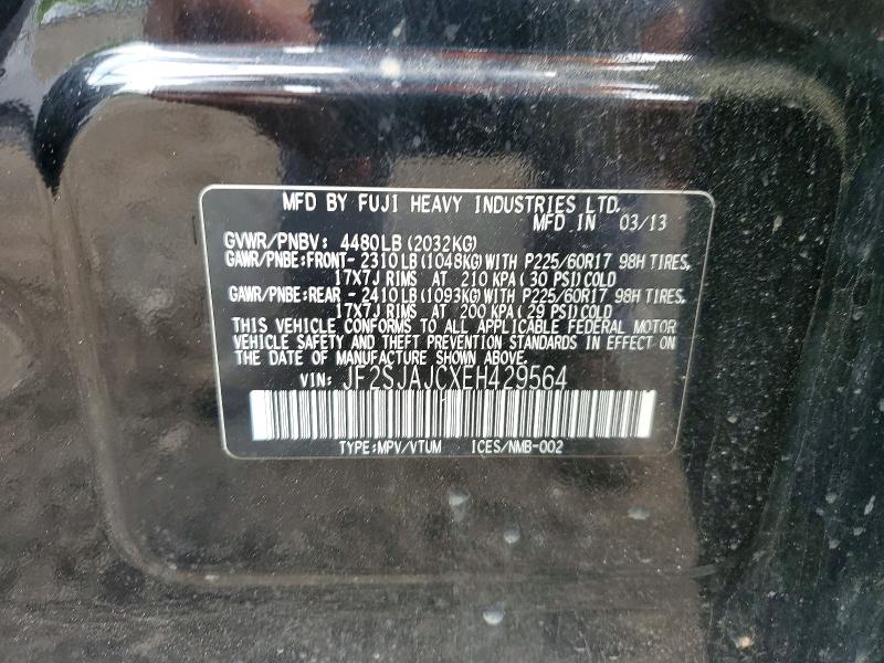 Продаж на аукціоні авто 2014 Subaru Forester, vin: JF2SJAJCXEH429564, номер лоту: 54416506