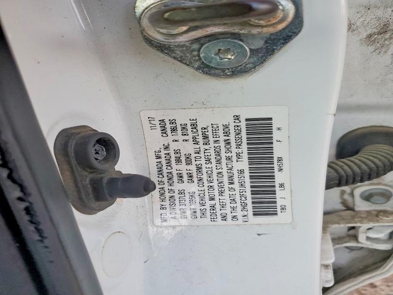 2018 Honda Civic მანქანა იყიდება აუქციონზე, vin: 2HGFC2F51JH515166, აუქციონის ნომერი: 53554226