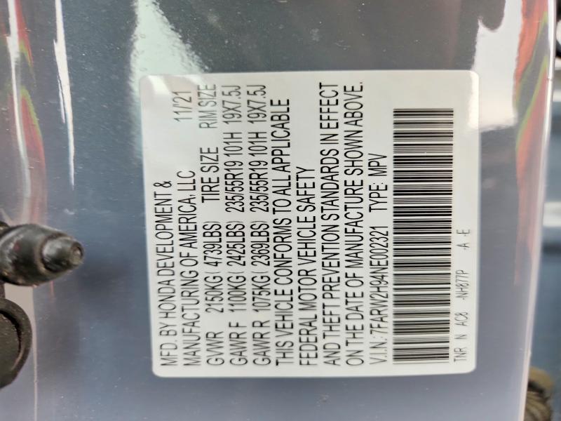 Продаж на аукціоні авто 2022 Honda Cr-v, vin: 7FARW2H94NE002321, номер лоту: 54312086