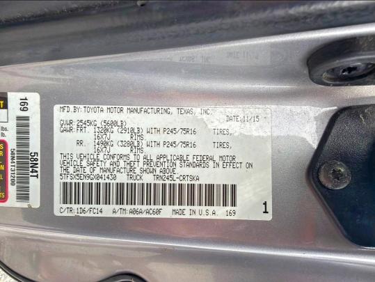 Продажа на аукционе авто 2016 Toyota Tacoma, vin: 5TFSX5EN9GX041430, номер лота: 55573336