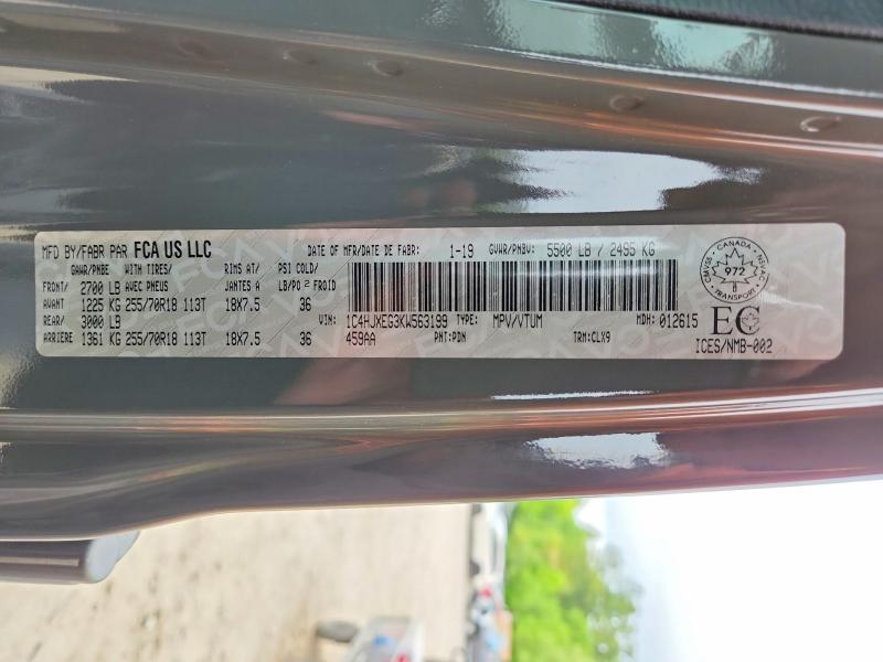 Aukcja sprzedaży 2019 Jeep Wrangler Unlimited, vin: 1C4HJXEG3KW563199, numer aukcji: 54321986
