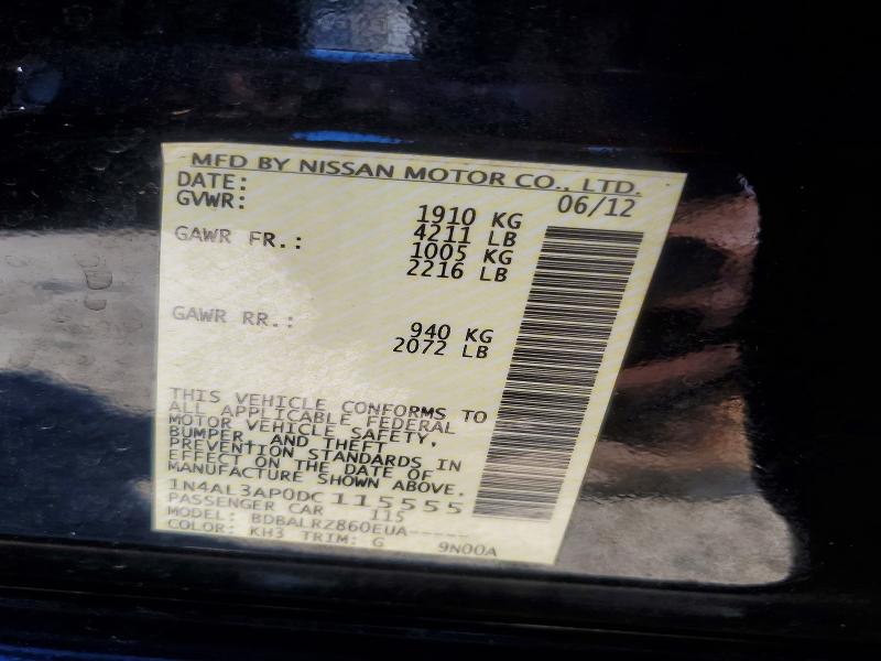 2013 Nissan Altima მანქანა იყიდება აუქციონზე, vin: 1N4AL3AP0DC115555, აუქციონის ნომერი: 55494246