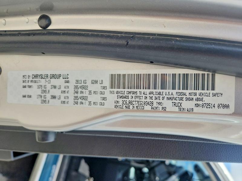 Продаж на аукціоні авто 2014 Ram 1500, vin: 3C6JR6CT7EG103428, номер лоту: 52263206