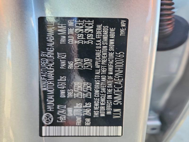 2022 Hyundai Tucson მანქანა იყიდება აუქციონზე, vin: 5NMJFCAE9NH100765, აუქციონის ნომერი: 52427236
