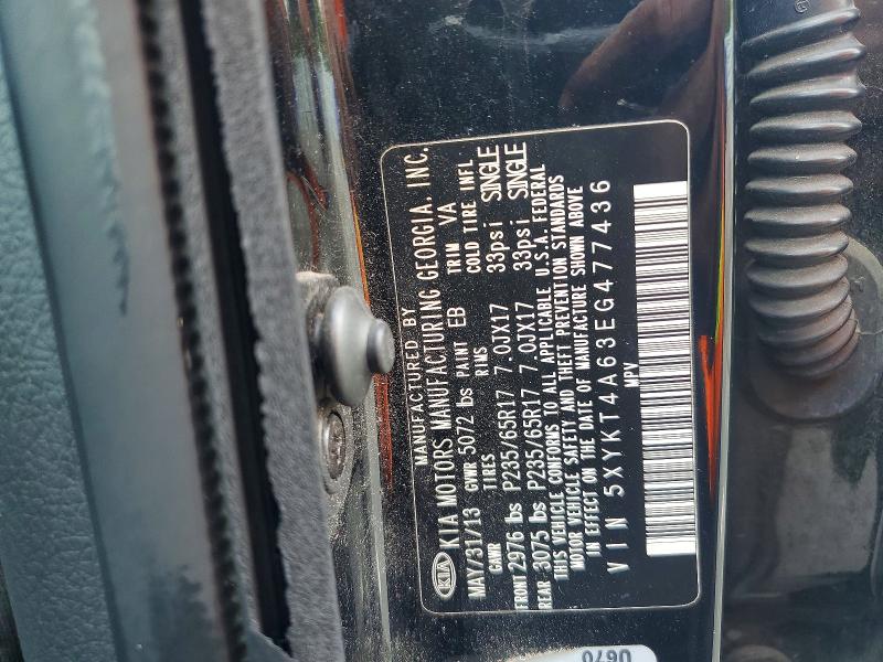 55307286 :رقم المزاد ، 5XYKT4A63EG477436 vin ، 2014 Kia Sorento مزاد بيع