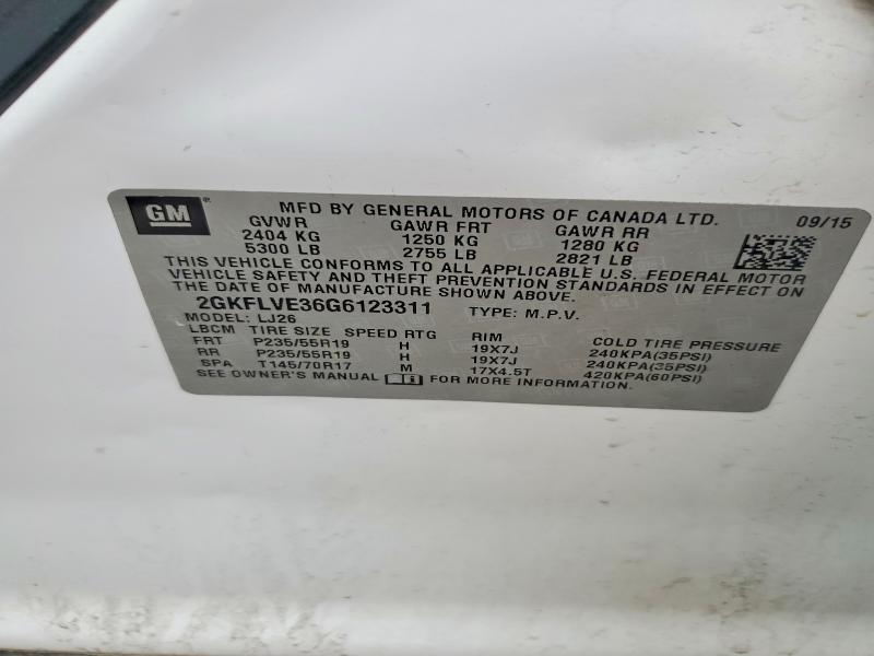 Aukcja sprzedaży 2016 Gmc Terrain, vin: 2GKFLVE36G6123311, numer aukcji: 52826496