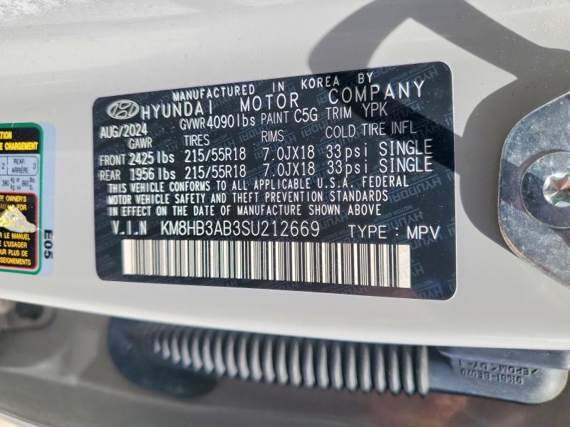 Продаж на аукціоні авто 2025 Hyundai Kona, vin: KM8HB3AB3SU212669, номер лоту: 52021306