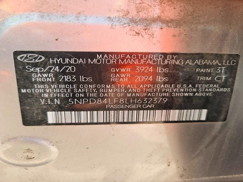 2020 Hyundai Elantra მანქანა იყიდება აუქციონზე, vin: 5NPD84LF8LH632379, აუქციონის ნომერი: 52252776